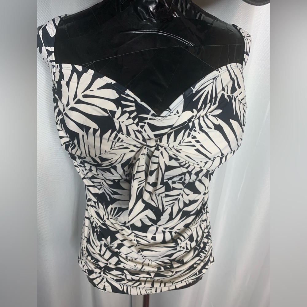 BLEU Rod Beattie Plus Size Urban Oasis Tie Front Tankini Swim Top - Picture 3 of 5